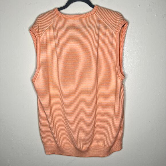 Vtg Malo for Janet Brown Cashmere Sweater Vest XL Mens Orange Striped Knit 80s - Picture 4 of 5